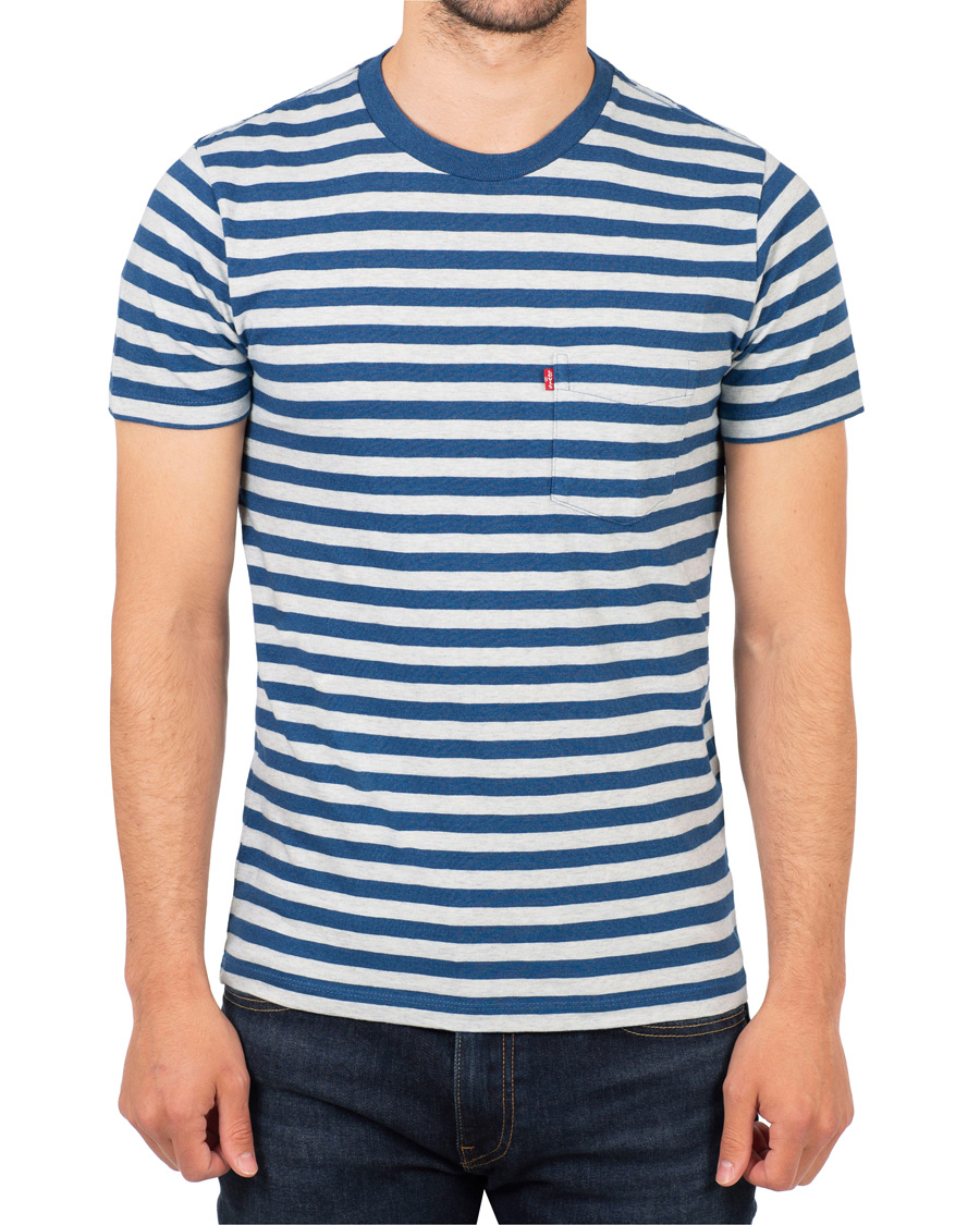 Heren | T-shirts | Levi's | Set-In Sunset Striped Pocket Tee Cream/Indigo