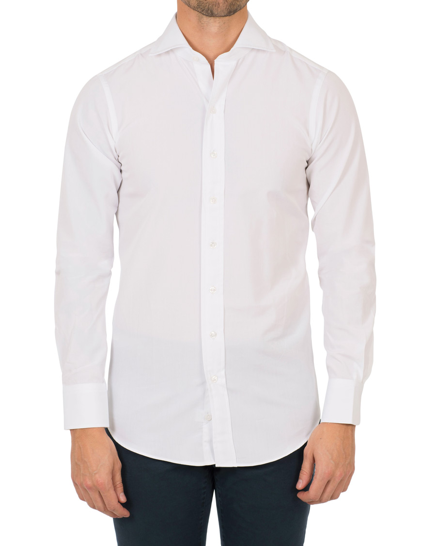 Heren | Overhemden | Drake's | Slim Fit Poplin Shirt White