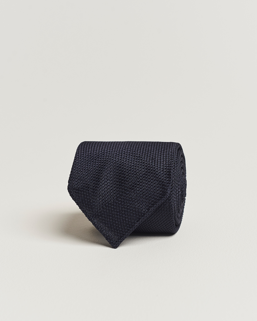 Heren | Drake's Silk Fine Grenadine Handrolled 8 cm Tie Navy | Drake's | Silk Fine Grenadine Handrolled 8 cm Tie Navy