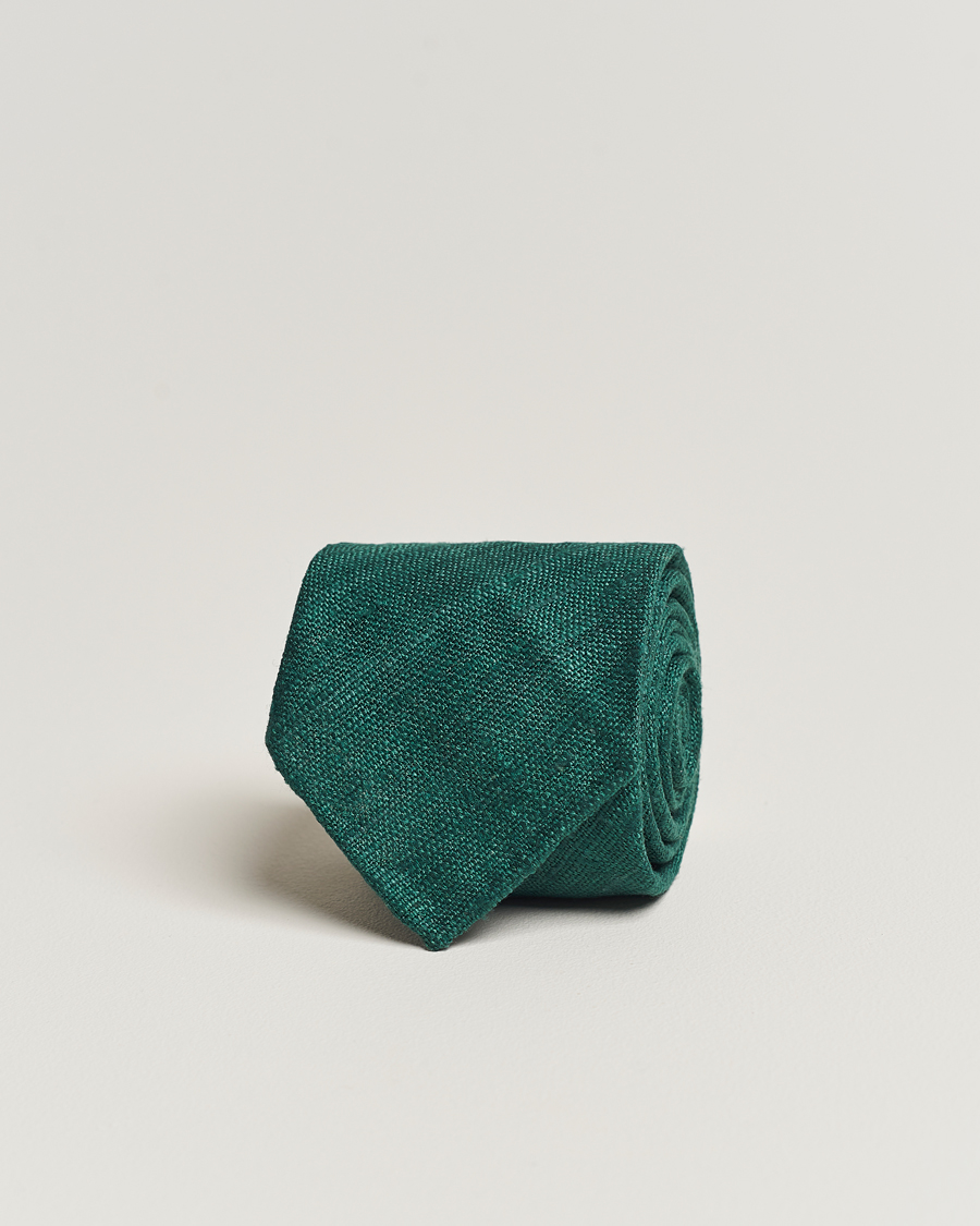 Heren | Stropdassen | Drake's | Silk Tussah Handrolled Tie Green