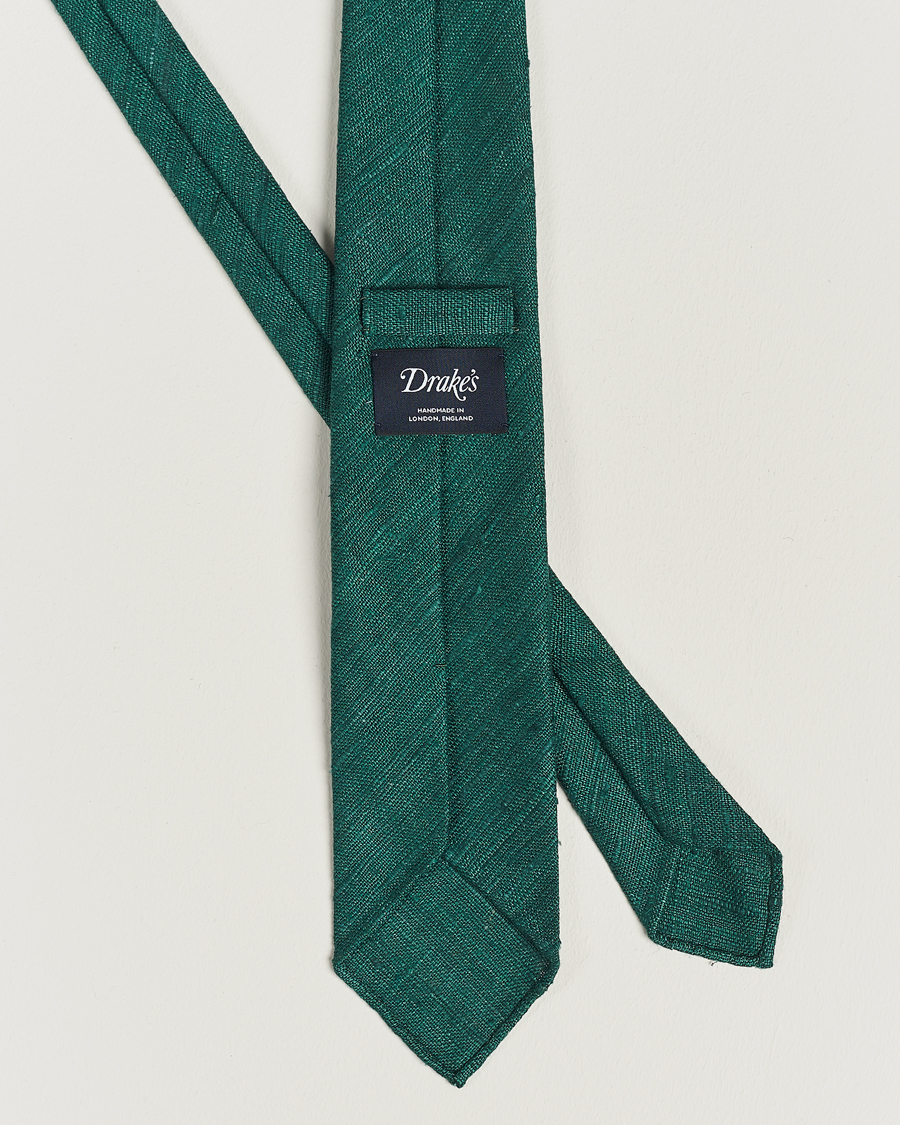 Heren | Stropdassen | Drake's | Silk Tussah Handrolled Tie Green