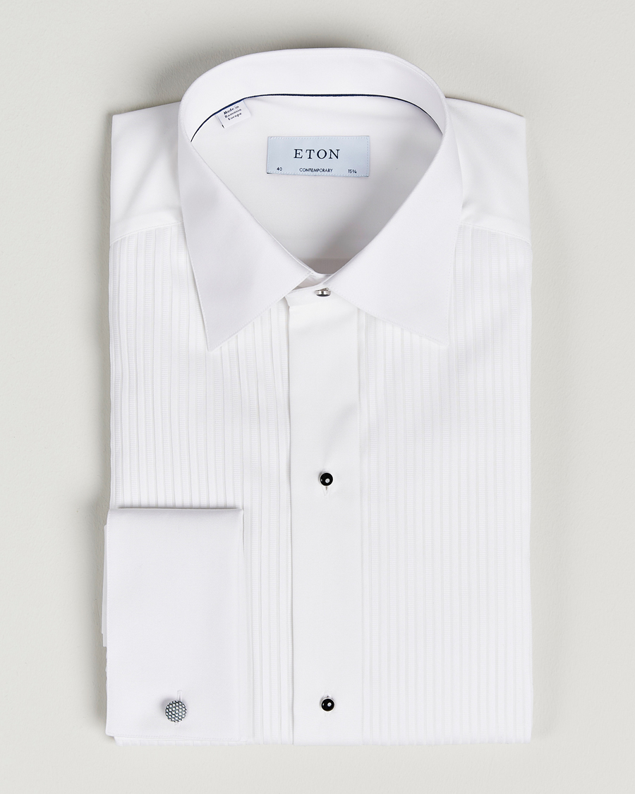 Heren |  | Eton | Custom Fit Tuxedo Shirt Black Ribbon White