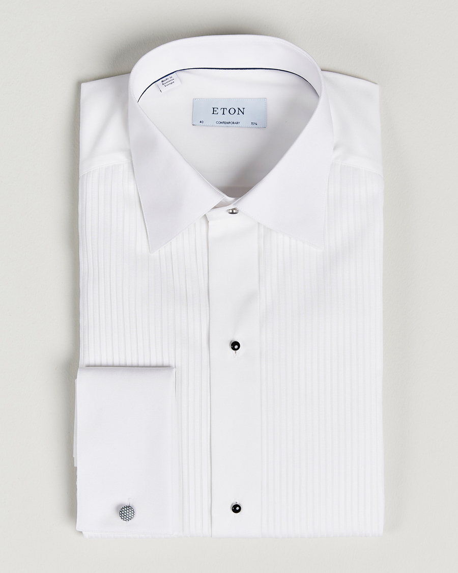 Heren | Overhemden | Eton | Custom Fit Tuxedo Shirt Black Ribbon White