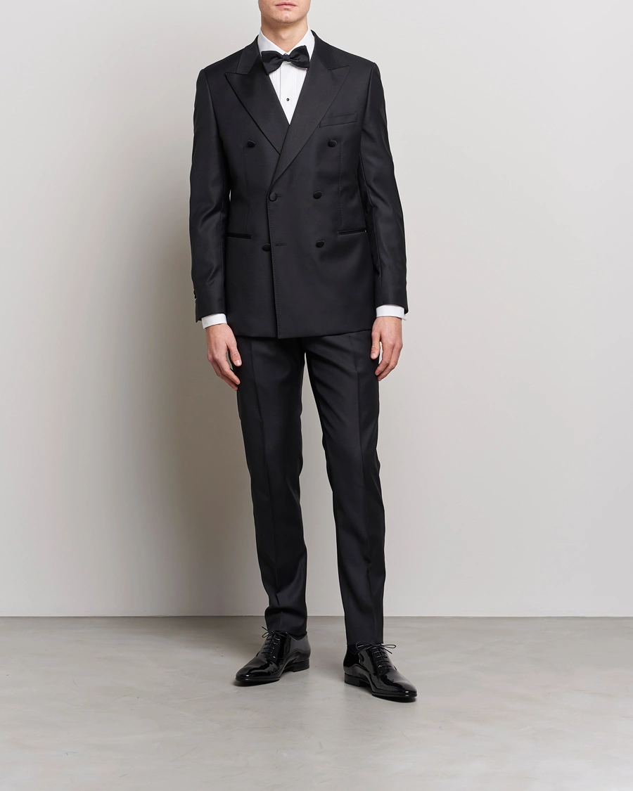 Heren | Dress shirts | Eton | Custom Fit Tuxedo Shirt Black Ribbon White