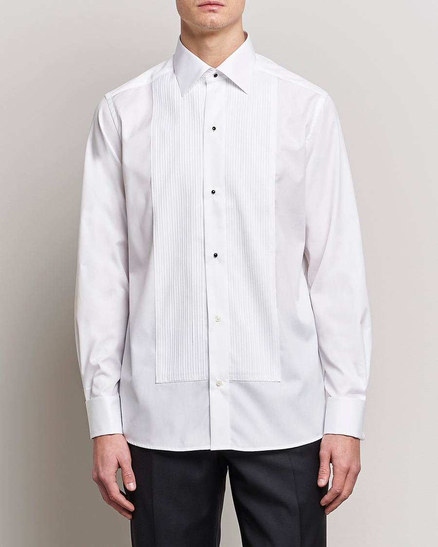 Heren | Overhemden | Eton | Custom Fit Tuxedo Shirt Black Ribbon White