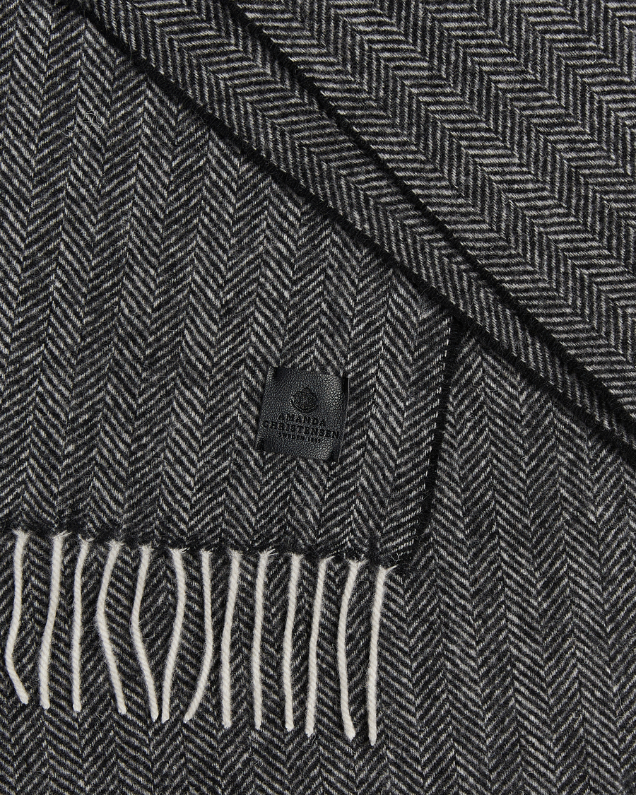 Heren | Amanda Christensen Wool Herringbone Scarf Black | Amanda Christensen | Wool Herringbone Scarf Black