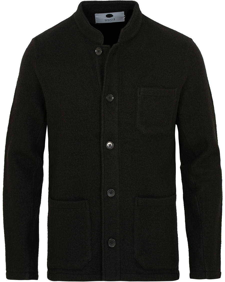 Heren | Jassen | NN07 | Oswald Wool Stand Up Collar Overshirt Black