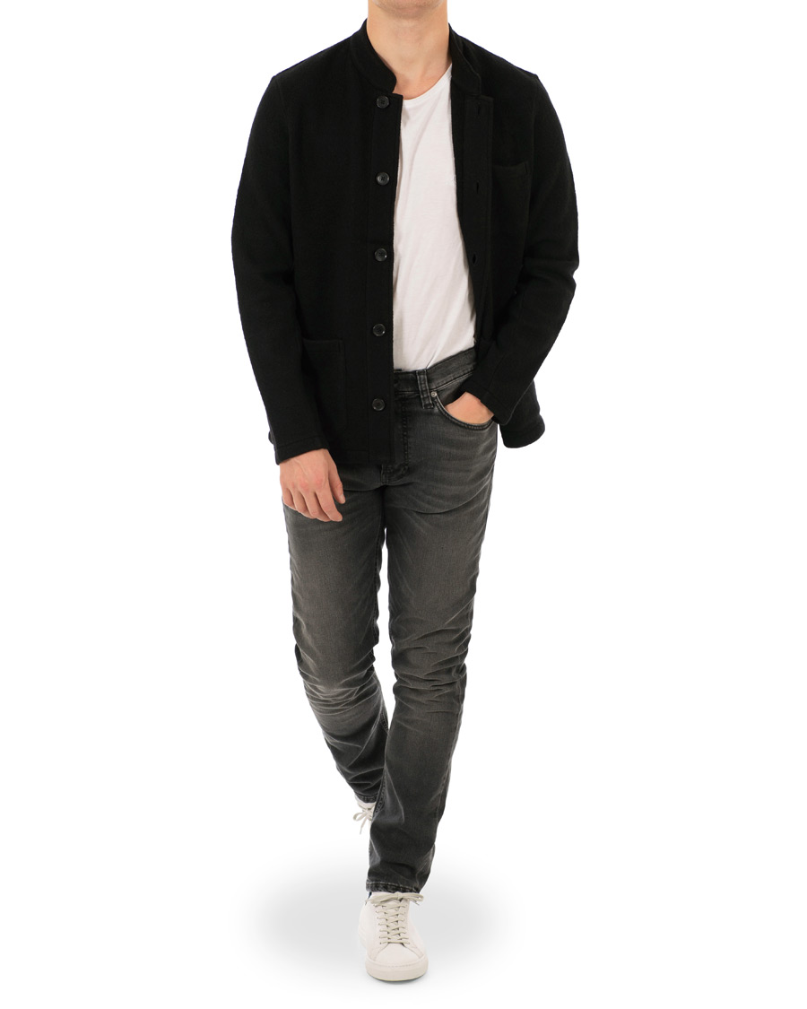 Heren | Jassen | NN07 | Oswald Wool Stand Up Collar Overshirt Black