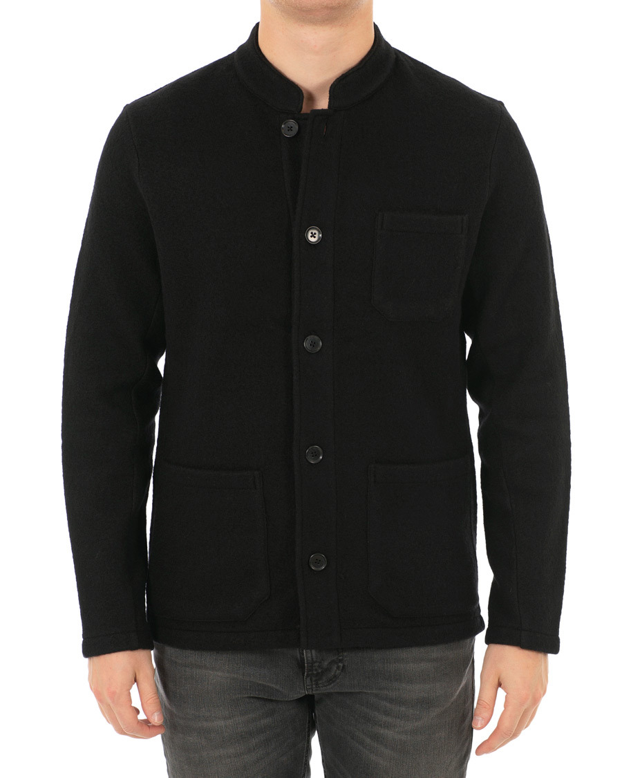 Heren | Jassen | NN07 | Oswald Wool Stand Up Collar Overshirt Black