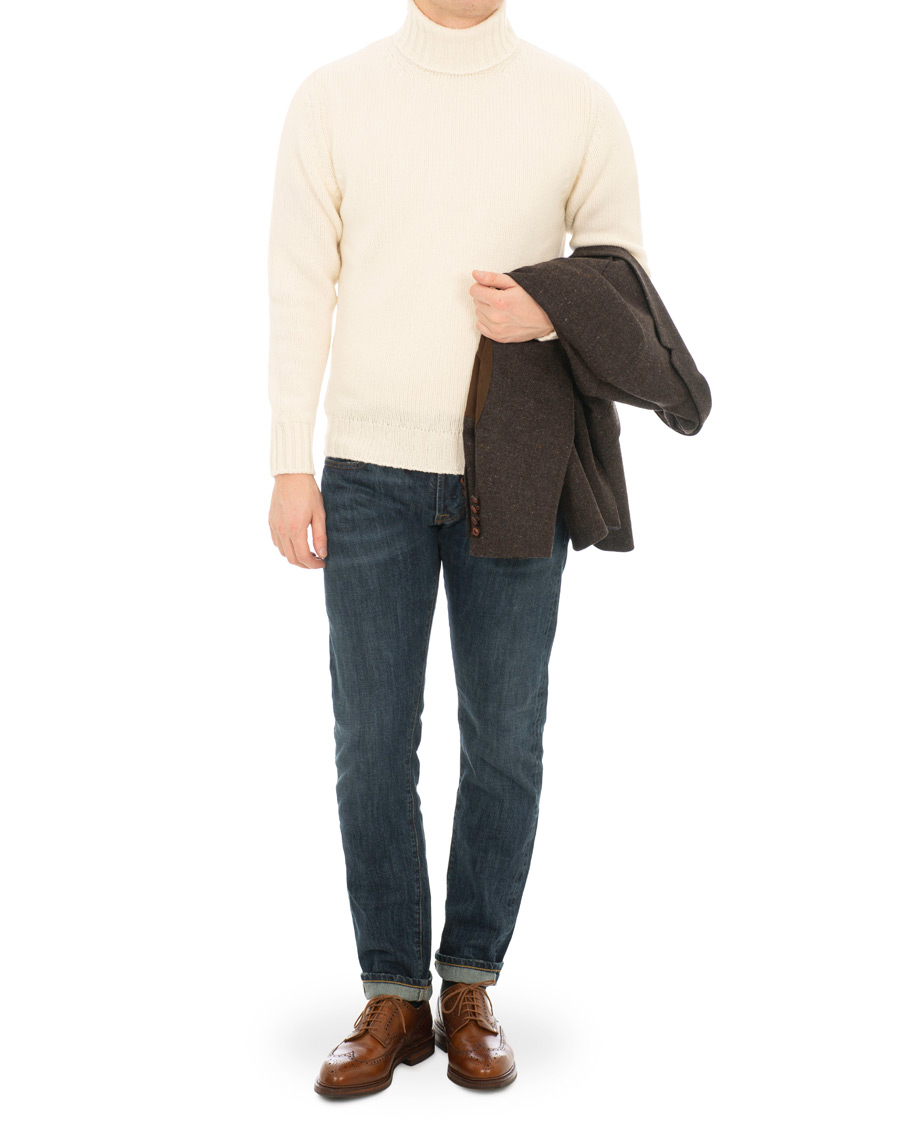 Heren | Truien | Drake's | Lambswool Rollneck White