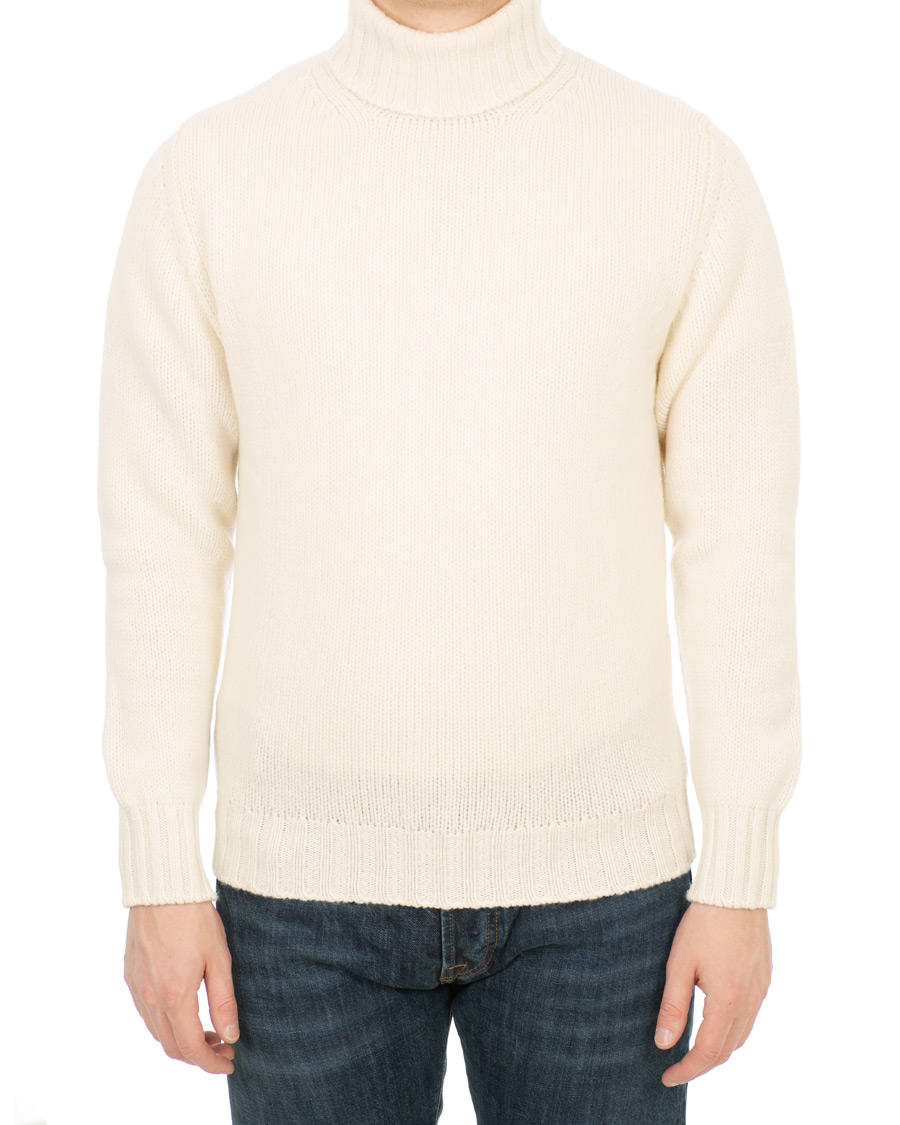 Heren | Truien | Drake's | Lambswool Rollneck White