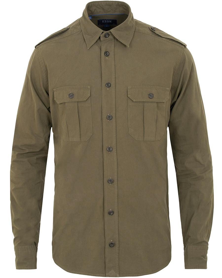 Heren | Jassen | Eton | Slim Fit Twill Overshirt Green