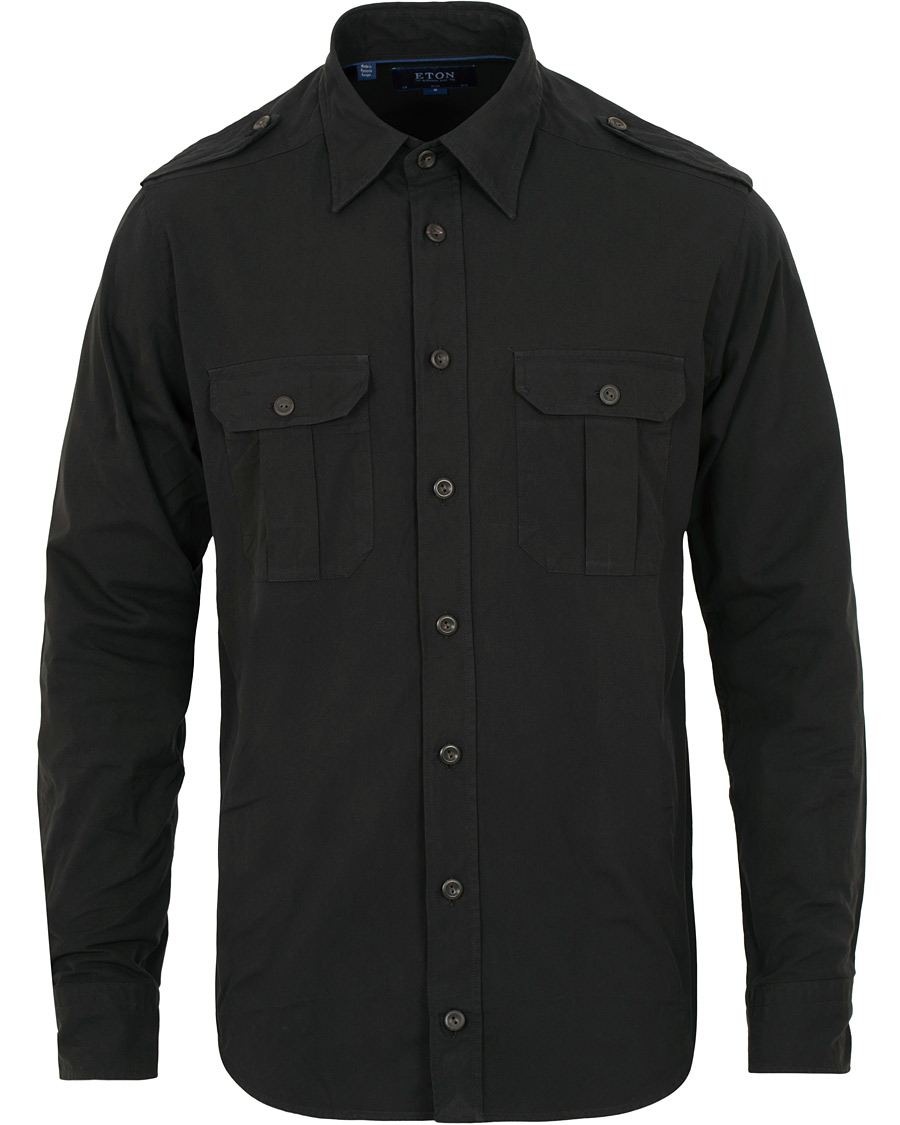 Heren | Jassen | Eton | Slim Fit Twill Overshirt Black