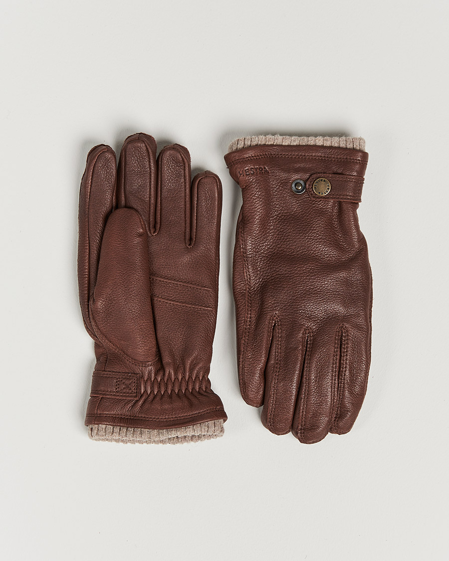 Heren | Handschoenen | Hestra | Utsjö Fleece Lined Buckle Elkskin Glove Chestnut
