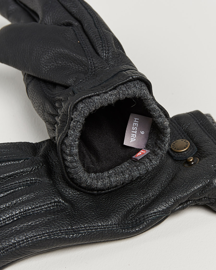 Heren | Handschoenen | Hestra | Utsjö Fleece Lined Buckle Elkskin Glove Black