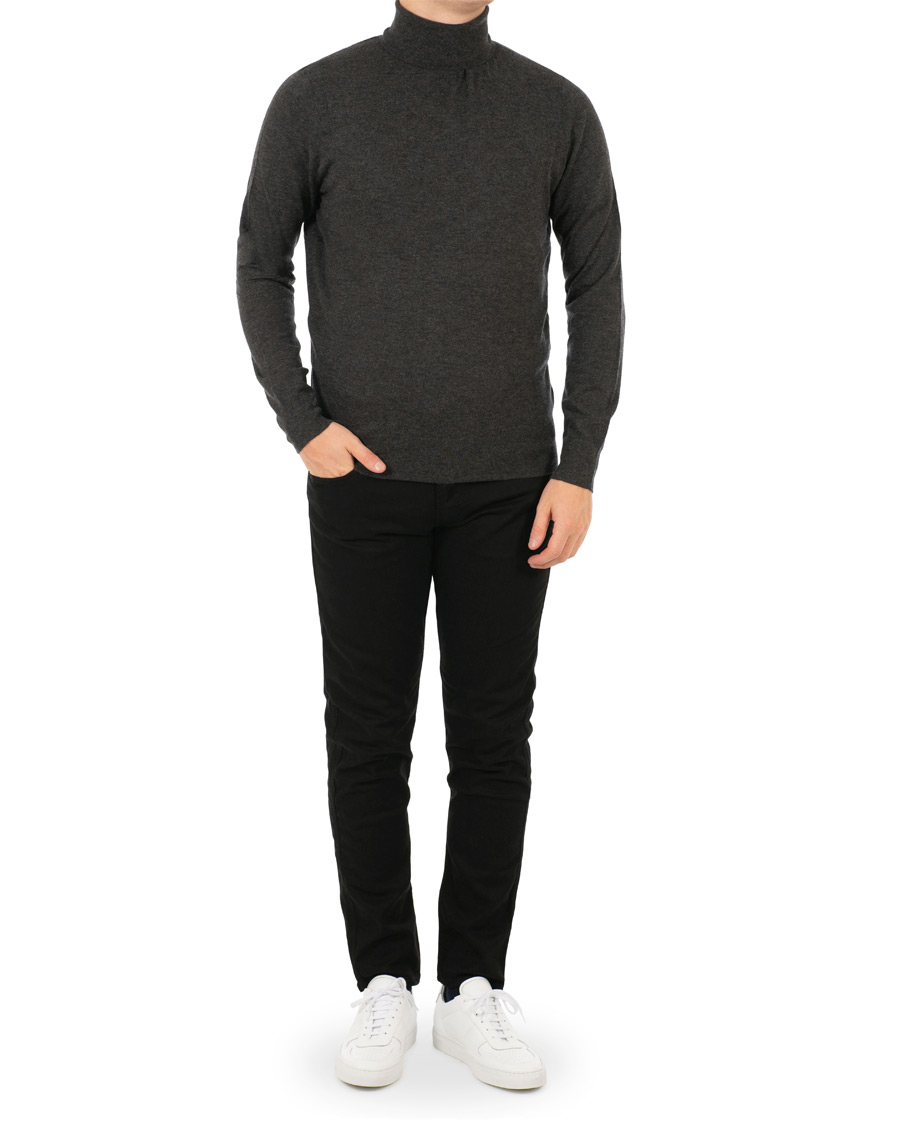Heren | Truien | Filippa K | Wool/Silk Rollneck Dark Grey Melange