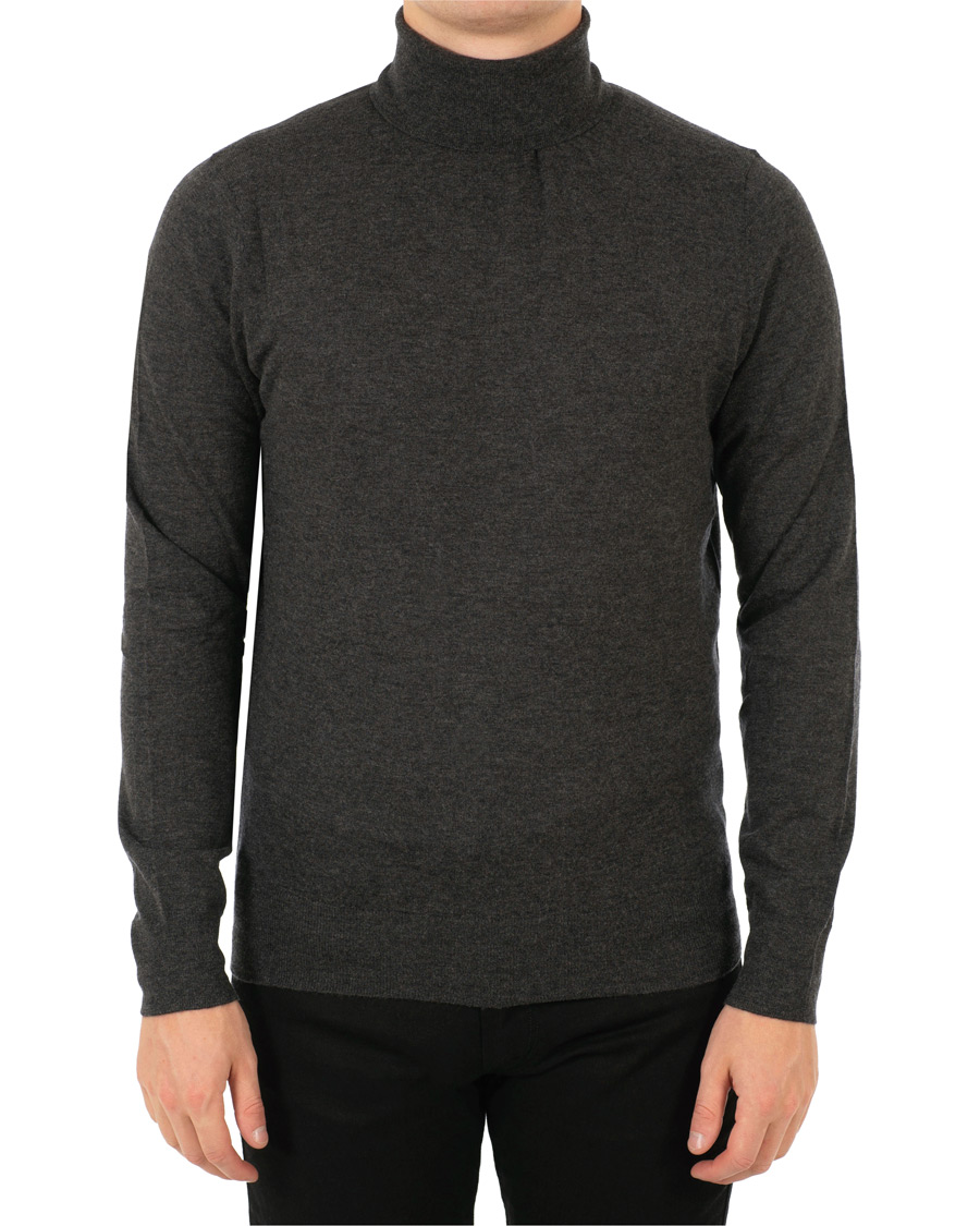 Heren | Truien | Filippa K | Wool/Silk Rollneck Dark Grey Melange