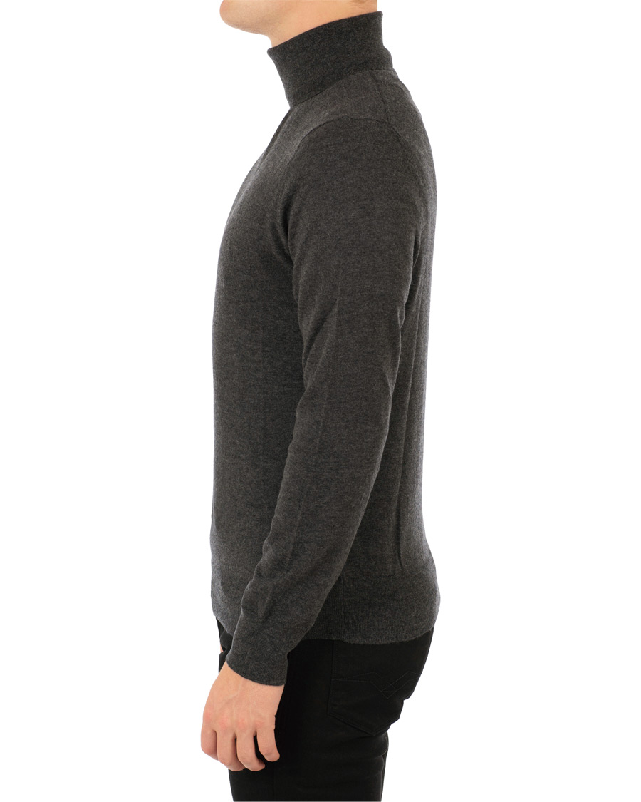 Heren | Truien | Filippa K | Wool/Silk Rollneck Dark Grey Melange