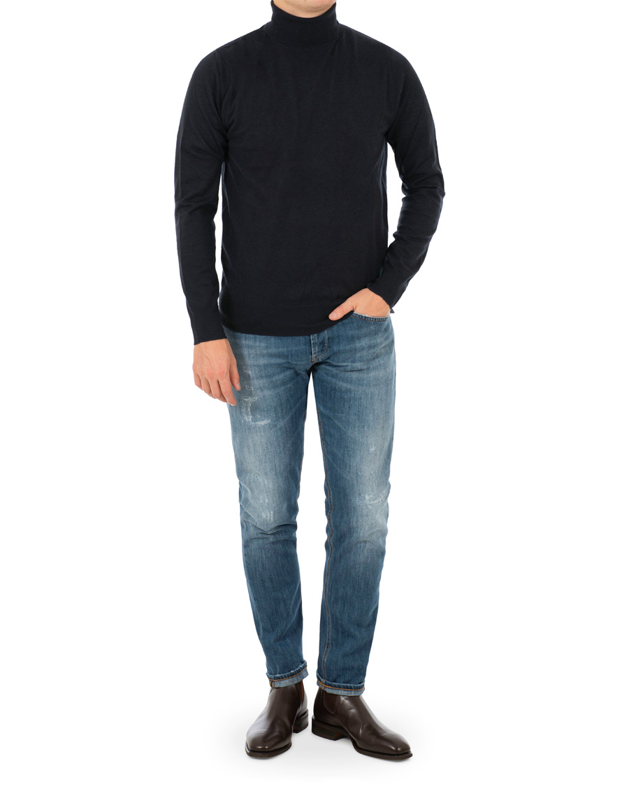 Heren | Truien | Filippa K | Wool/Silk Rollneck Dark Navy