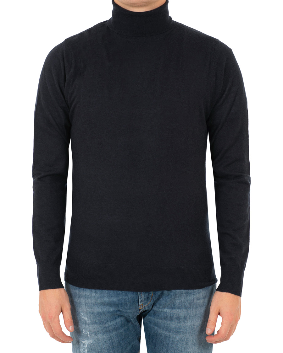Heren | Truien | Filippa K | Wool/Silk Rollneck Dark Navy