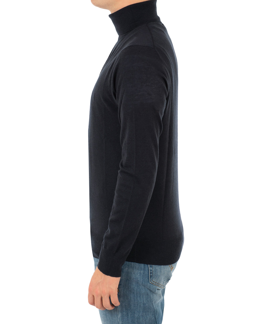 Heren | Truien | Filippa K | Wool/Silk Rollneck Dark Navy