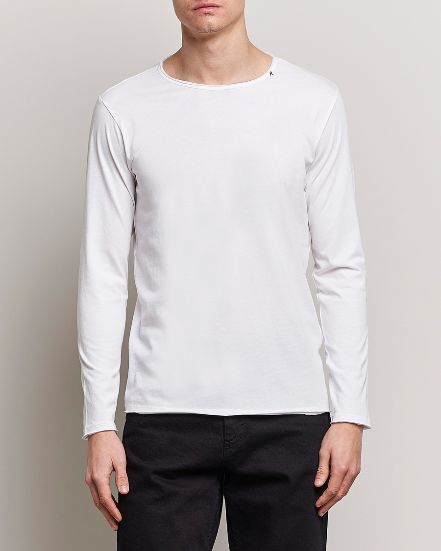 Heren | T-shirts | Replay | Crew Neck Long Sleeve Tee White