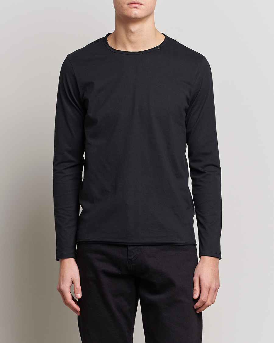 Heren | Zwarte T-shirts | Replay | Crew Neck Long Sleeve Tee Black