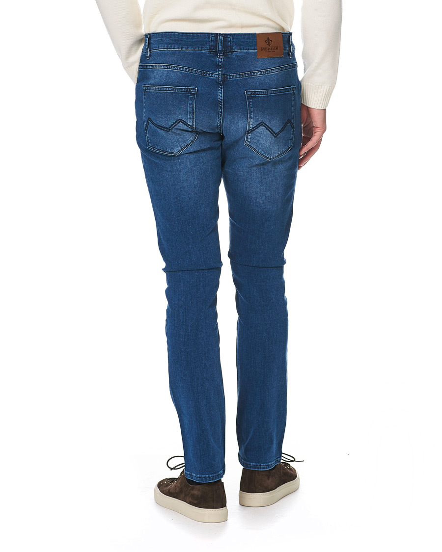 Heren | Jeans | Morris | Steve Satin Stretch Jeans Blue