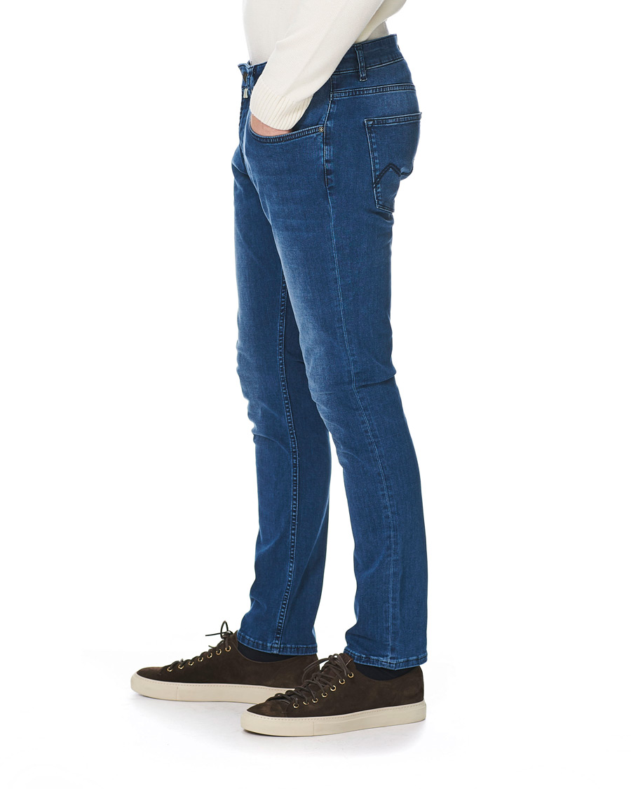 Heren | Jeans | Morris | Steve Satin Stretch Jeans Blue