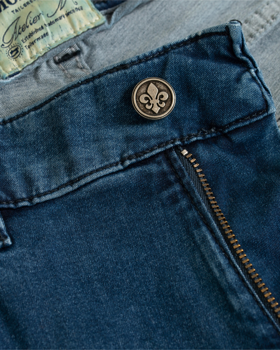 Heren | Jeans | Morris | Steve Satin Stretch Jeans Blue