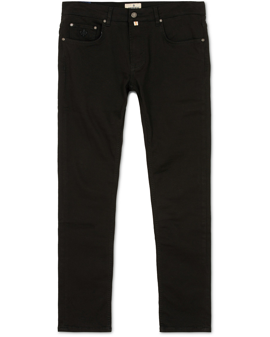 Heren | Jeans | Morris | Steve Satin Stretch Jeans Black