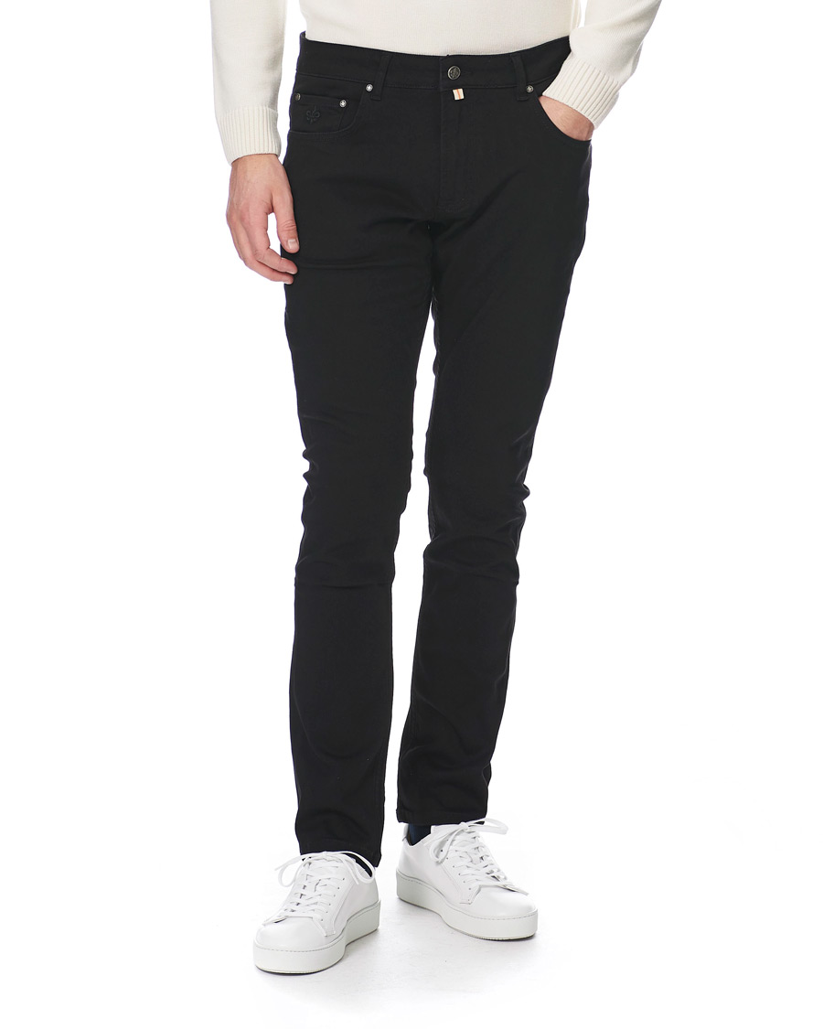 Heren | Jeans | Morris | Steve Satin Stretch Jeans Black