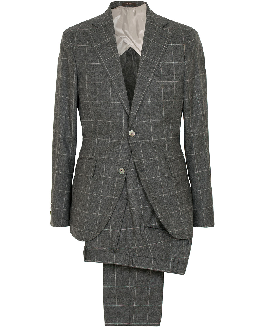 Heren | Pakken | Oscar Jacobson | Egel Super 120 Wool Vitale Barberis Check Suit Grey