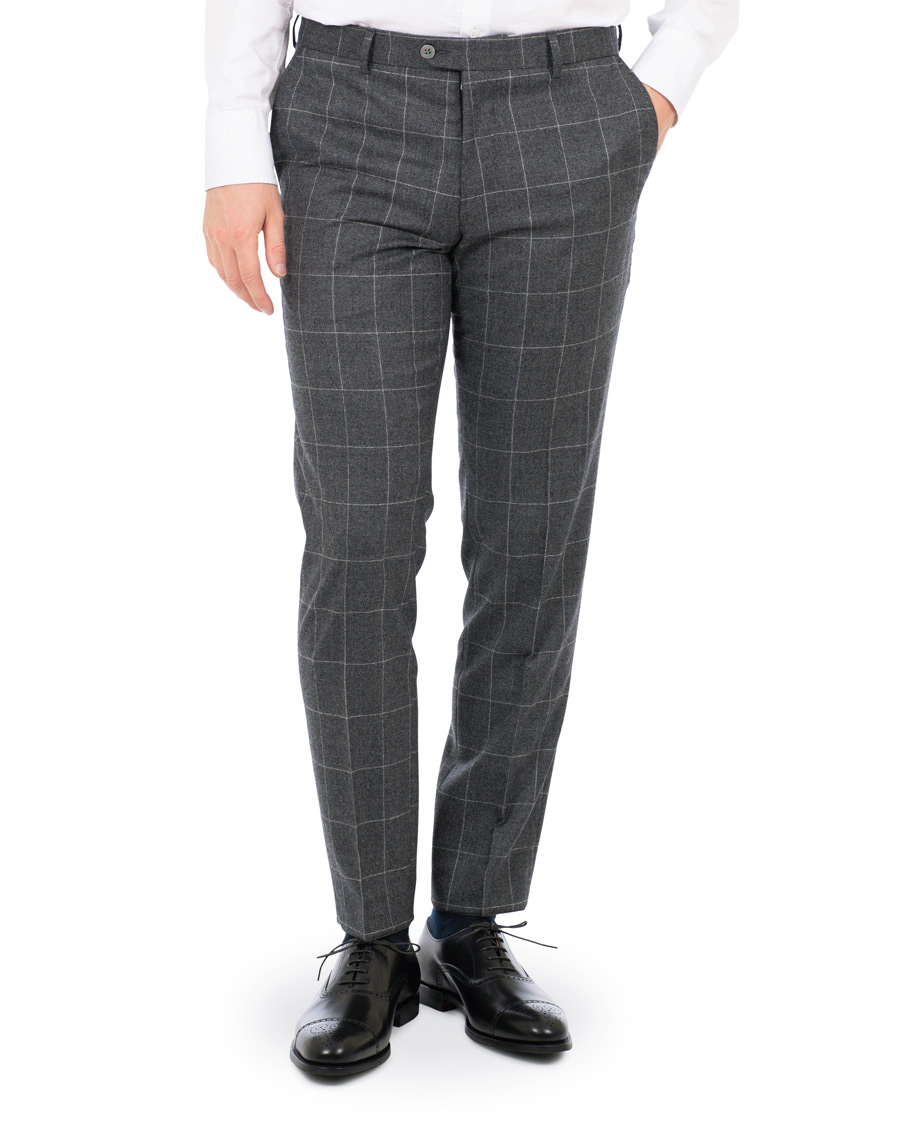 Heren | Pakken | Oscar Jacobson | Egel Super 120 Wool Vitale Barberis Check Suit Grey