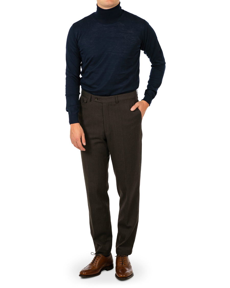 Heren | Truien | Oscar Jacobson | Cole Extra Fine Merino Rollneck Navy