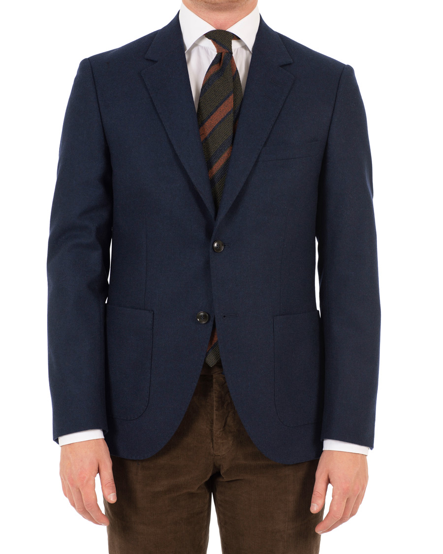 Heren | Blazers | Tiger of Sweden | Jamot Flannel Patch Pocket Blazer Navy