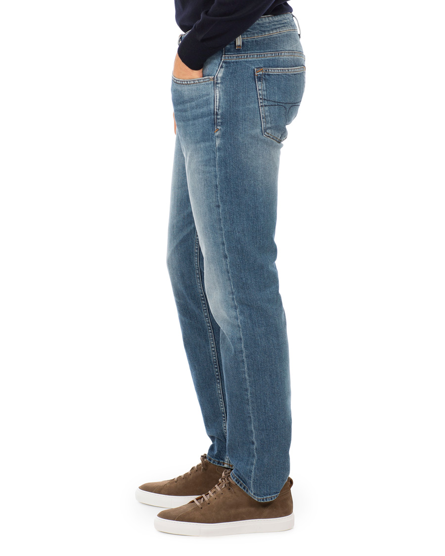 Heren | Jeans | Tiger of Sweden Jeans | Straight Lone Stretch Jeans Mid Blue