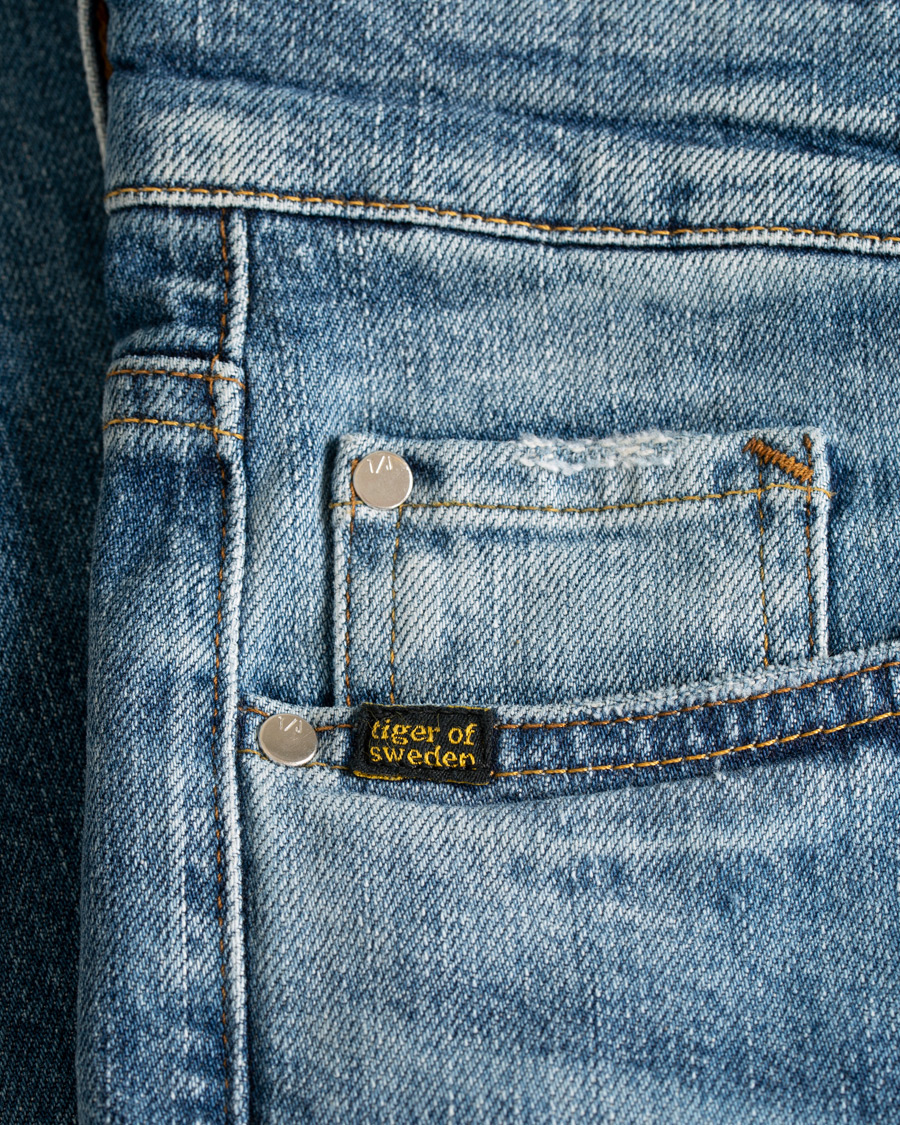 Heren | Jeans | Tiger of Sweden Jeans | Straight Lone Stretch Jeans Mid Blue