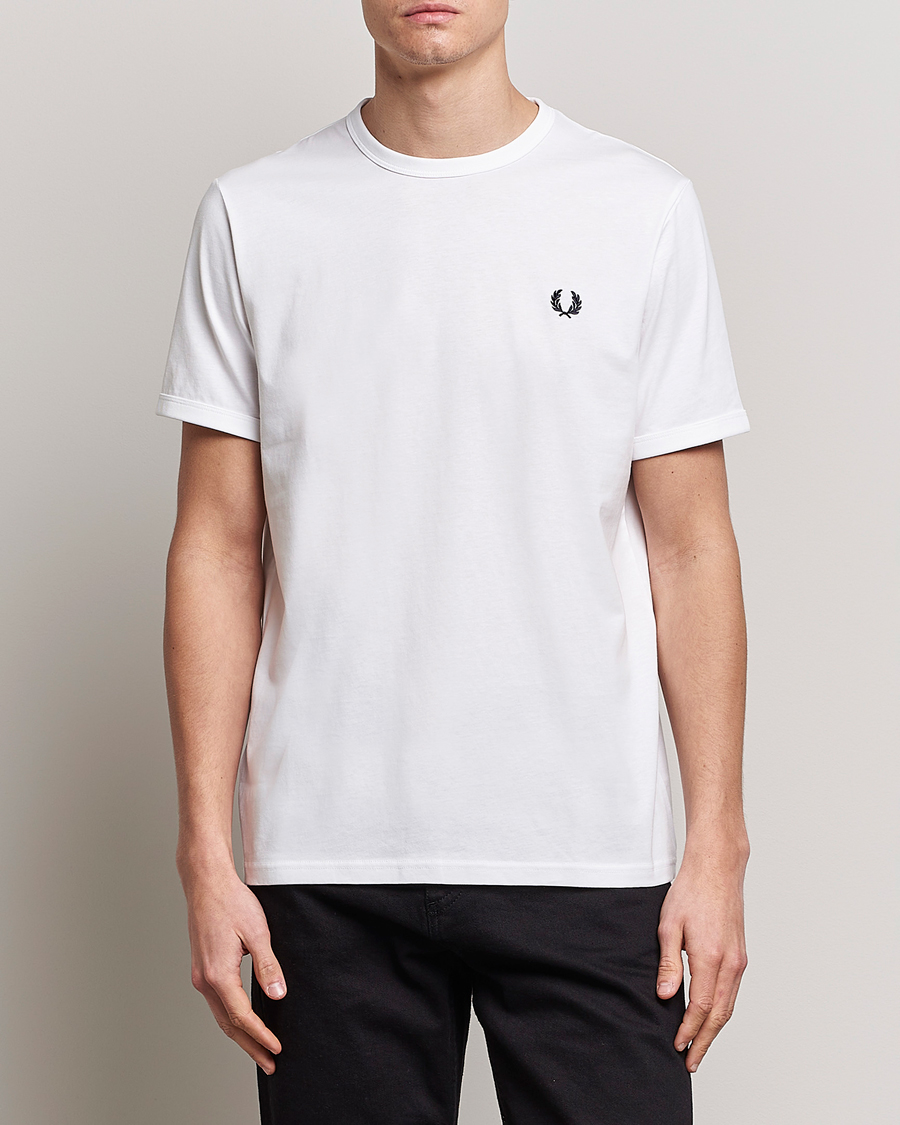 Heren | Kleding | Fred Perry | Ringer Crew Neck Tee White