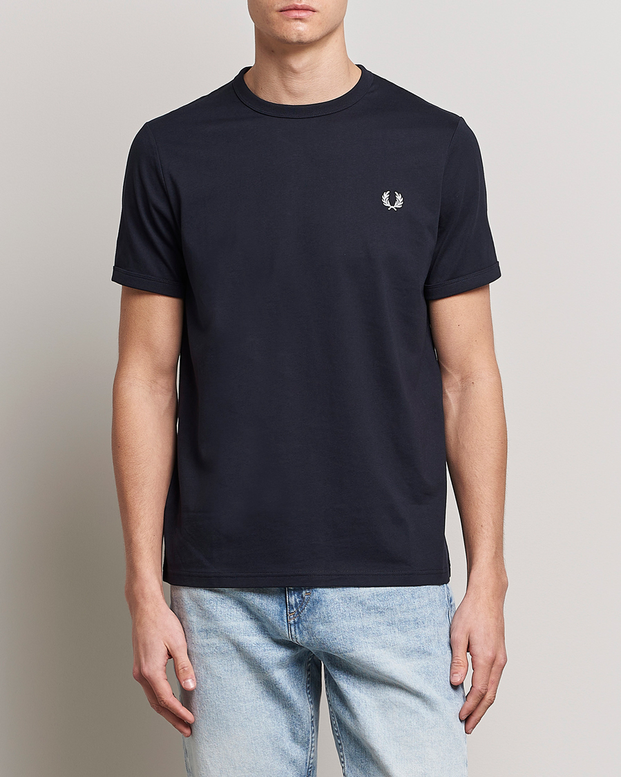 Heren | Fred Perry | Fred Perry | Ringer Crew Neck Tee Navy