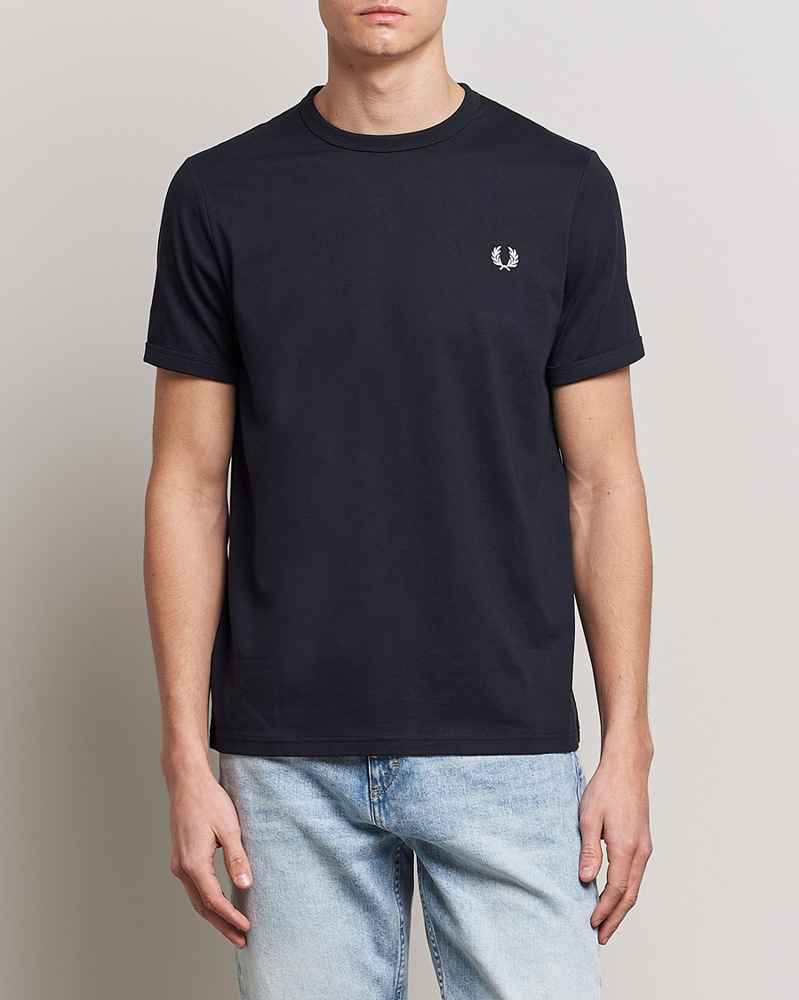 Heren | Best of British | Fred Perry | Ringer Crew Neck Tee Navy