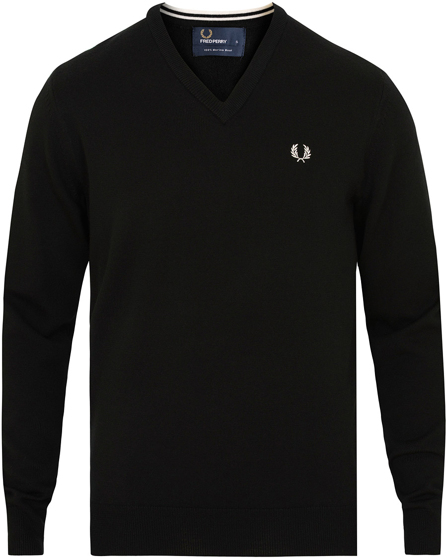 Heren | Truien | Fred Perry | Merino Wool V-Neck Pullover Black