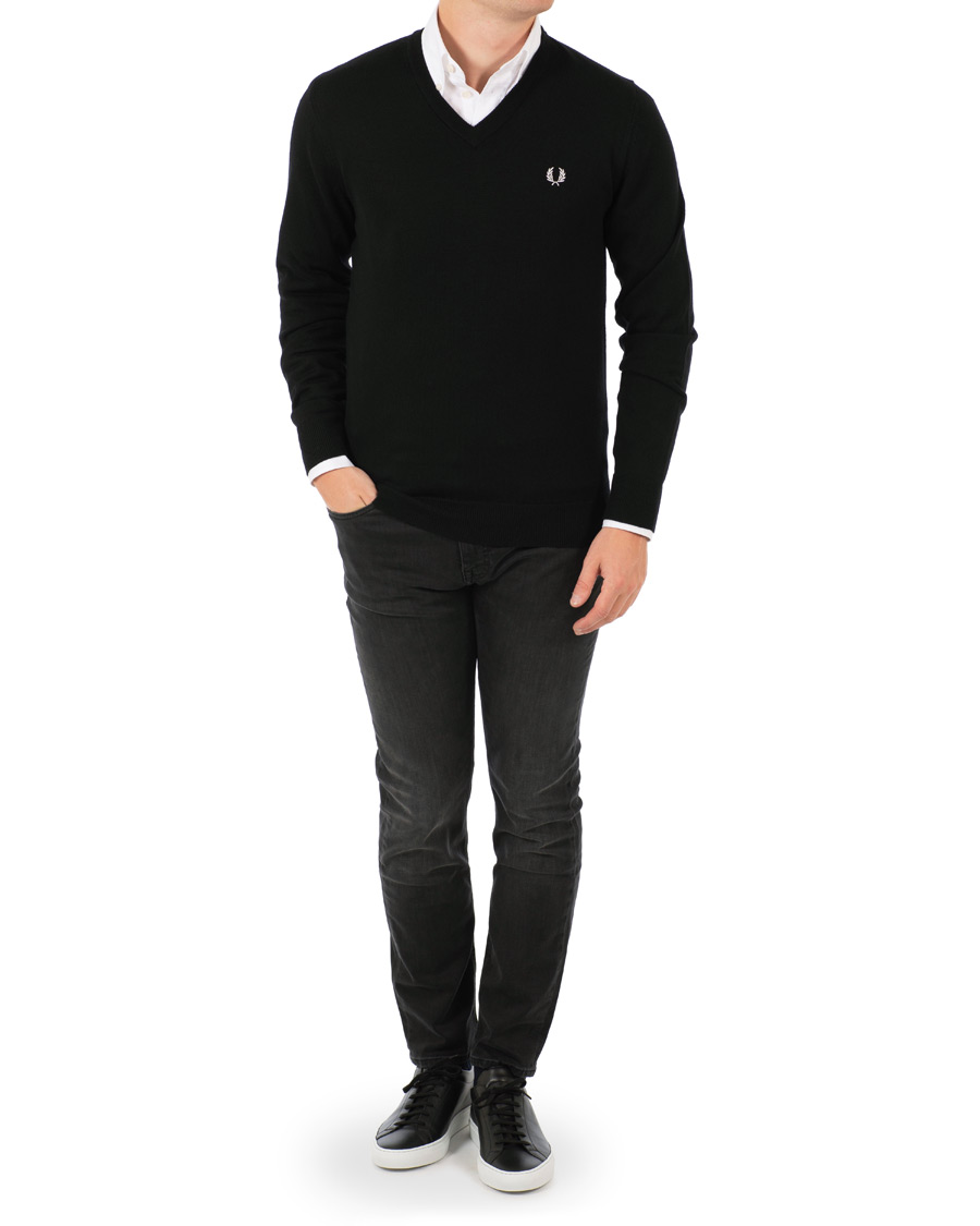 Heren | Truien | Fred Perry | Merino Wool V-Neck Pullover Black