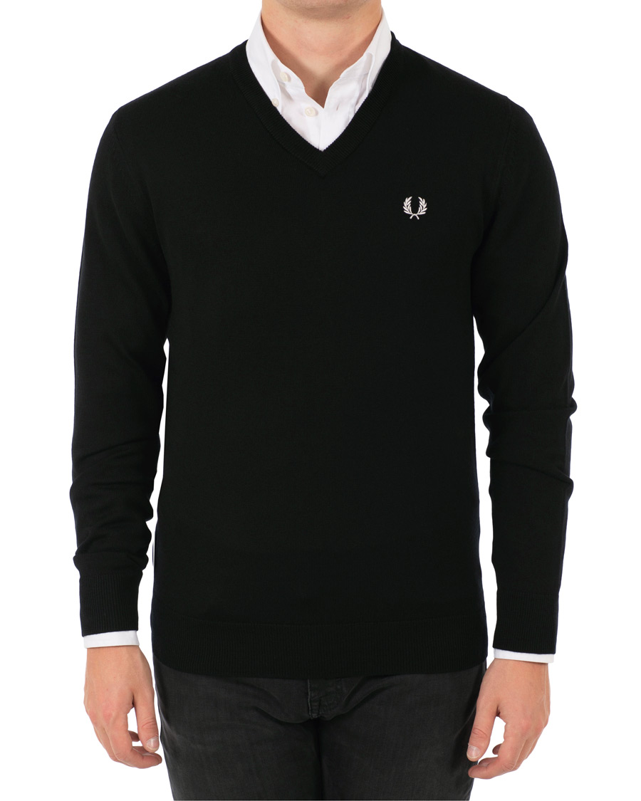 Heren | Truien | Fred Perry | Merino Wool V-Neck Pullover Black