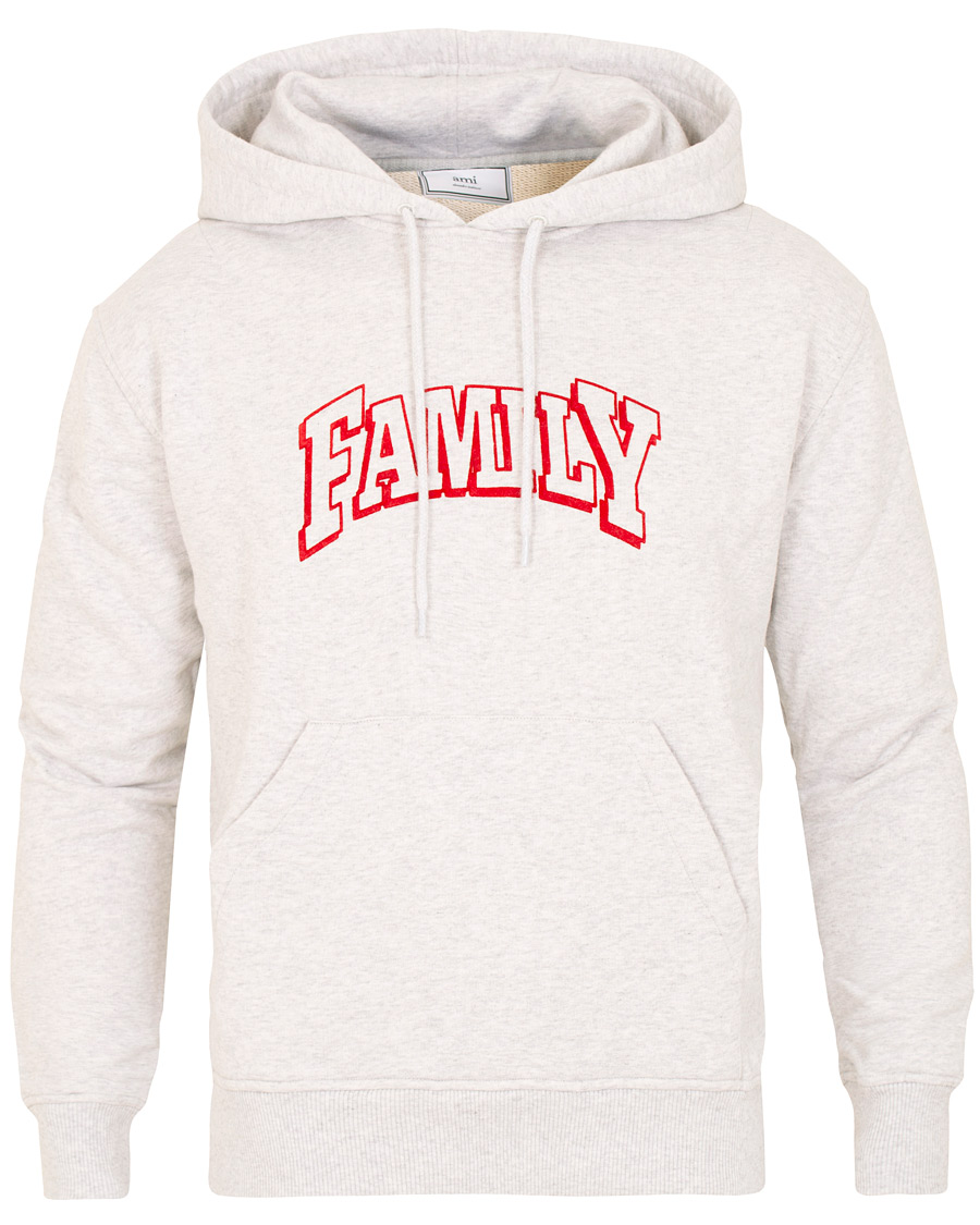 Heren | Truien | AMI | Family Flocked Print Hoodie Heather Grey