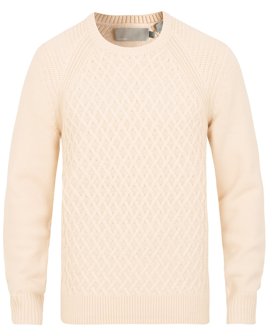 Heren | Truien | Vince | Fisherman Cable Crew White
