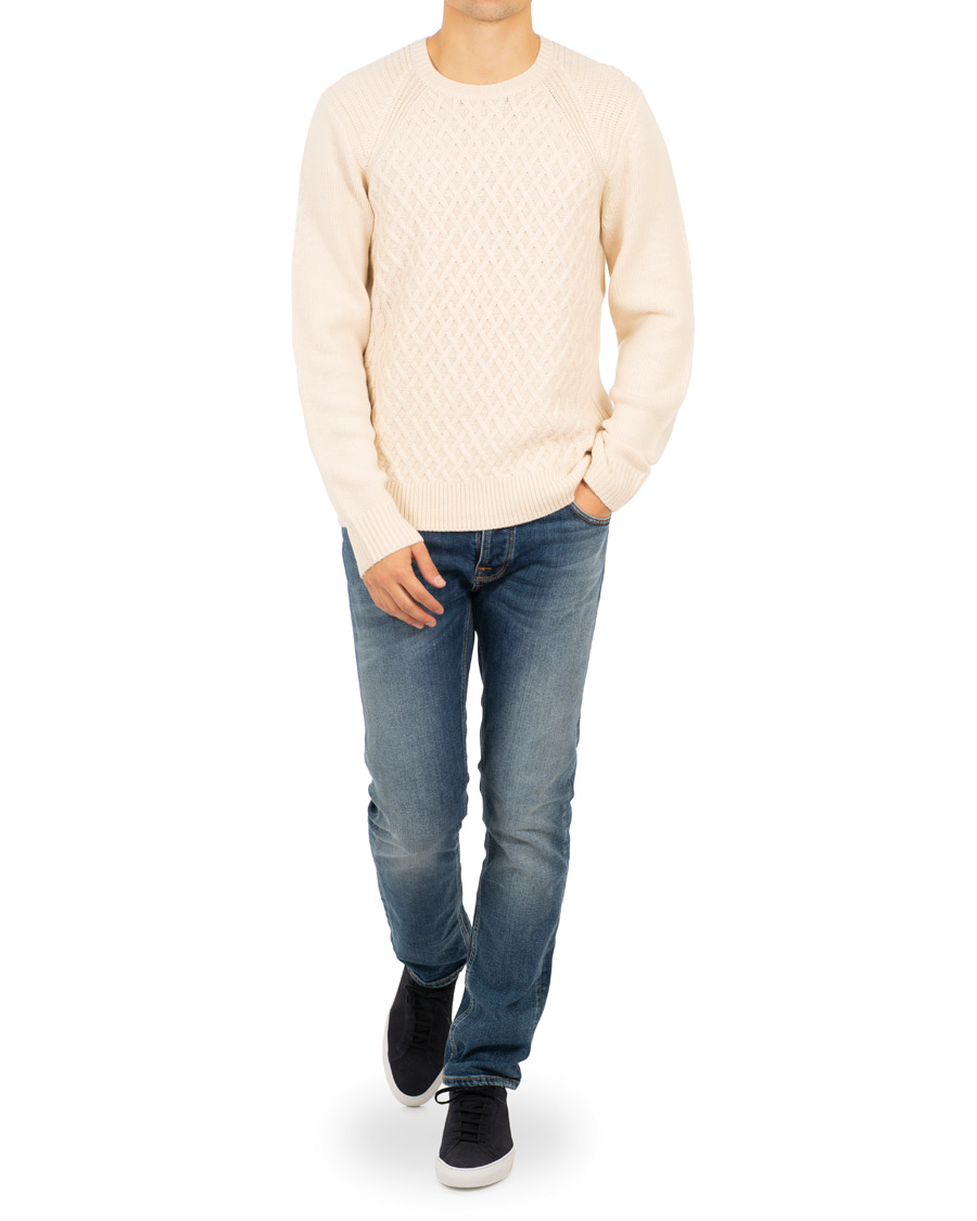 Heren | Truien | Vince | Fisherman Cable Crew White