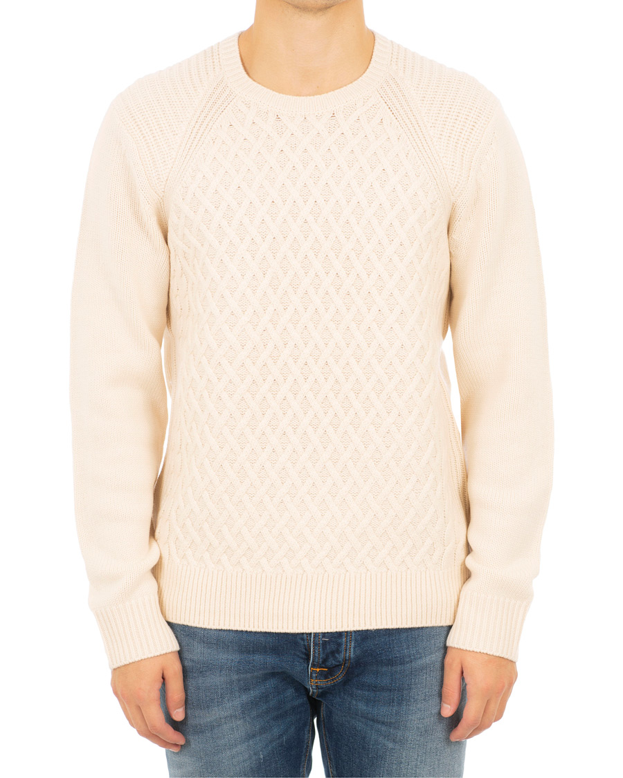 Heren | Truien | Vince | Fisherman Cable Crew White