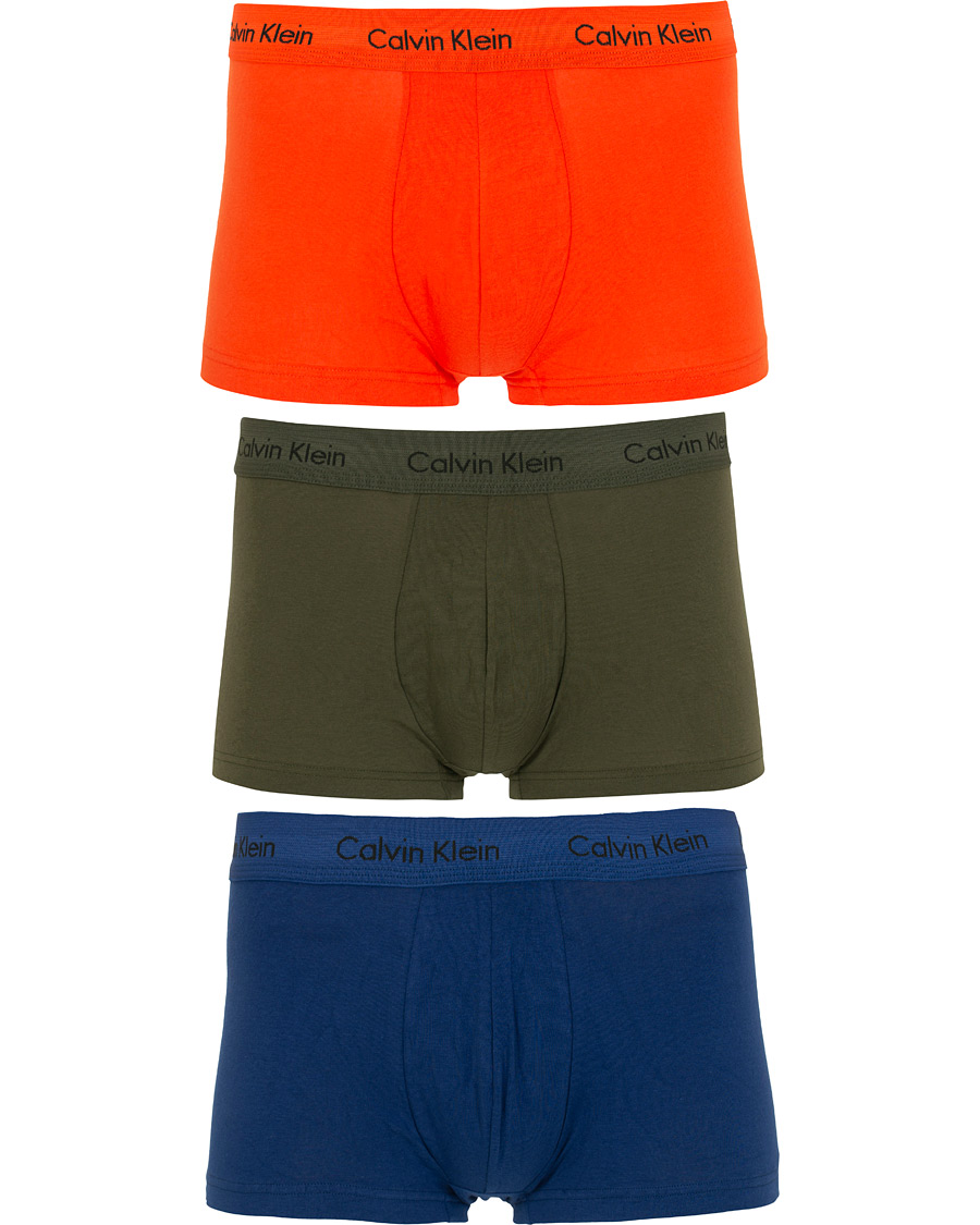 Heren | Ondergoed | Calvin Klein | Cotton Stretch 3-Pack Low Rise Trunk Orange/Blue/Green
