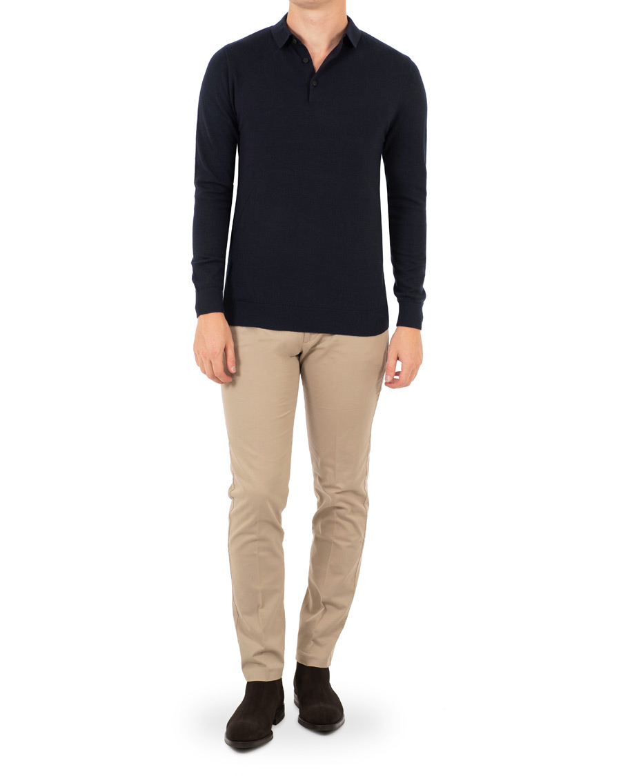 Heren | Truien | Lexington | Riley Knitted Rugger Deep Marine Blue